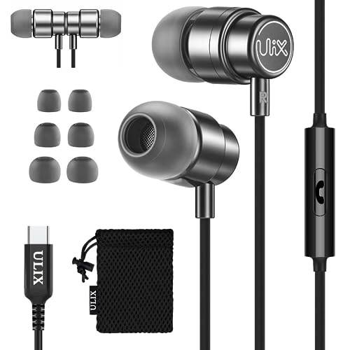 UliX Rider USB C-Hörlurar, 5 Års Garanti, Magnetiska Öronsnäckor för iPhone 16 15 Pro Max Plus, Samsung Galaxy S23 Ultra S22 S21 FE S20 Z Flip 3 Fold 4 A53 A54 - Grå