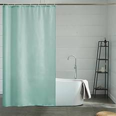 Furlinic Duschdraperi 120 x 180 textil badgardin av polyester tyg mögelresistent vattenavvisande tvättbar mintgrön med 8 duschdraperiringar.