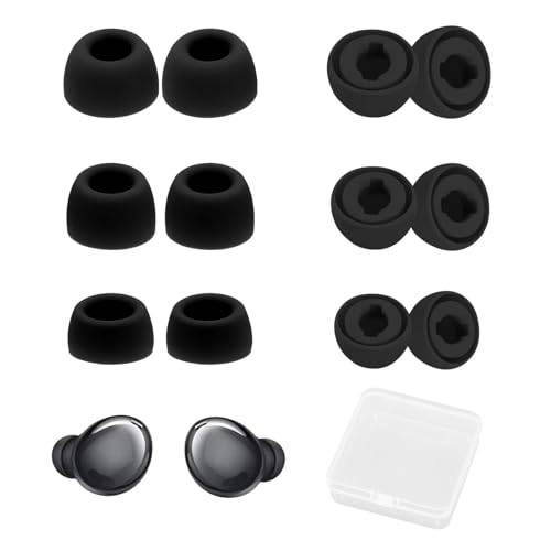 Utbytbara öronsnäckor kompatibla med Samsung Galaxy Buds Pro – ersättningsöronsnäckor av silikonskum, brusreducering, 3 storlekar Small/Medium/Large (6 par, svart)