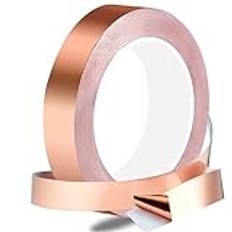 Rusoz Kopparband, självhäftande, kopparfolie tejp, enkel guide, Copper Foil Tape mot sniglar, självhäftande skärmband 20 m x 2 cm för EMI, elektromagnetisk avskärmning och snigelsäker