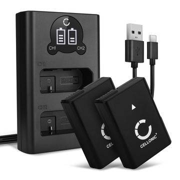 2x Batteri för Nikon D3300 D3500 D3200 D3100 Coolpix P7000 P7100 P7700 P7800 EN-EL14 kamera med hög 1050mAh kapacitet + dubbelladdare med USB-uttag för uppladdningsbara kamerabatteri
