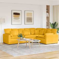 vidaXL Modulsoffa med kuddar manchestertyg ljusgul