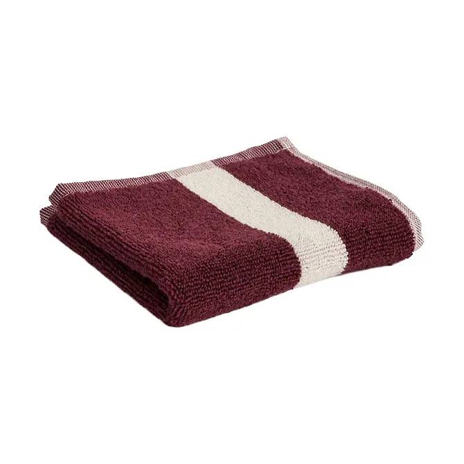HAY Stripe handduk Burgundy, 30x30 cm - Röd