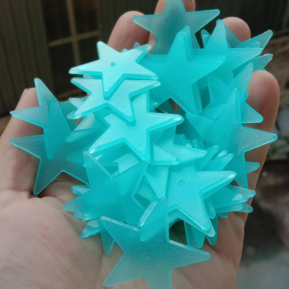 100/50/3 st Självlysande 3D Stjärnor Måne Väggdekaler Lysande Dekaler Barn Babyrum Sovrum Tak Heminredning Lysande Stjärna 100pcs-3cm