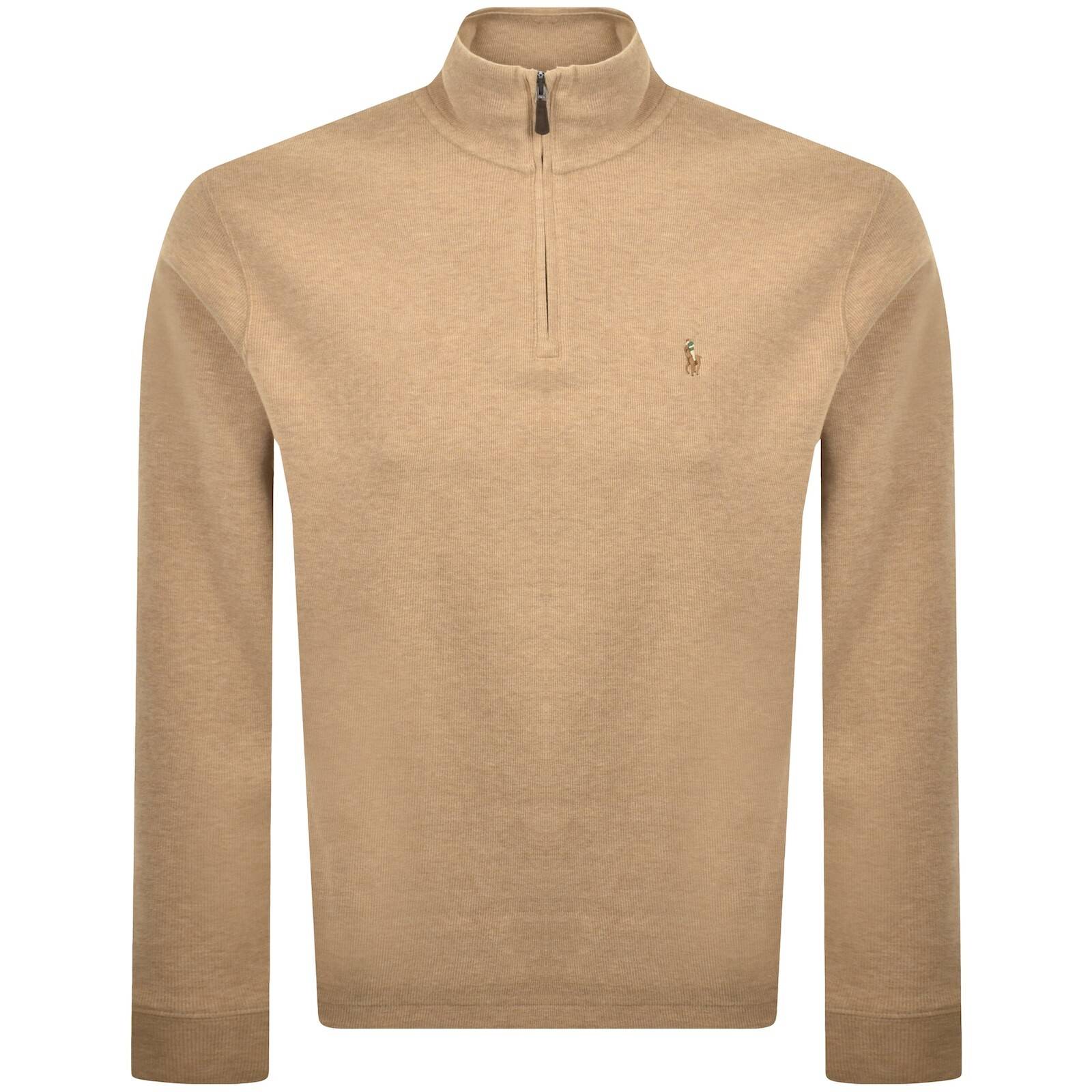 Ralph Lauren Quarter Zip Knit Jumper Brown