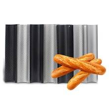 Upors bakplåt i rostfritt stål perforerad fransk brödform non-stick 2 3 4 spår baguetteform kakform baktillbehör - 4 spår silver-