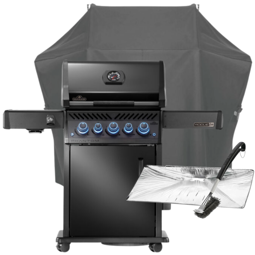 Napoleon SET Gasgrill Phantom Rogue PRO-S 425 - mit SIZZLE ZONE & Heckbrenner - Edelstahlrosten, Mattschwarz