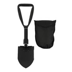Foldespade med savtakker og nylon hylster, Sort
