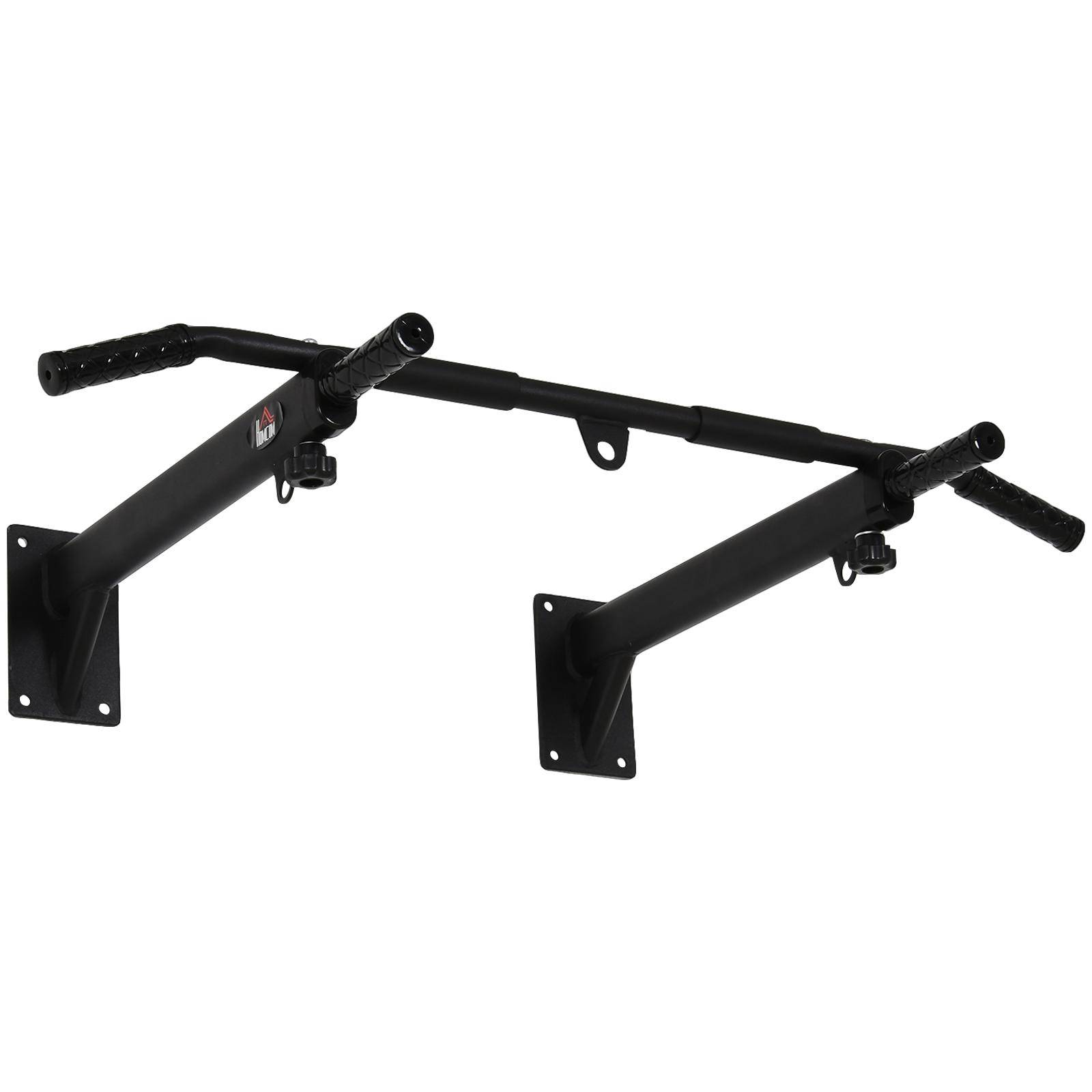 Pull-up-stång för väggmontering eller takmontering upp till 150 kg belastningskapacitet, Multifunktionell pull-up-stång med halkfria grepp svart
