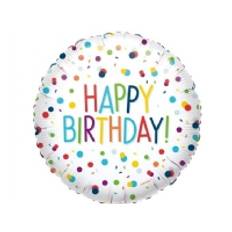 Balon foliowy Happy Birthday Confetti standard 43cm 4134075