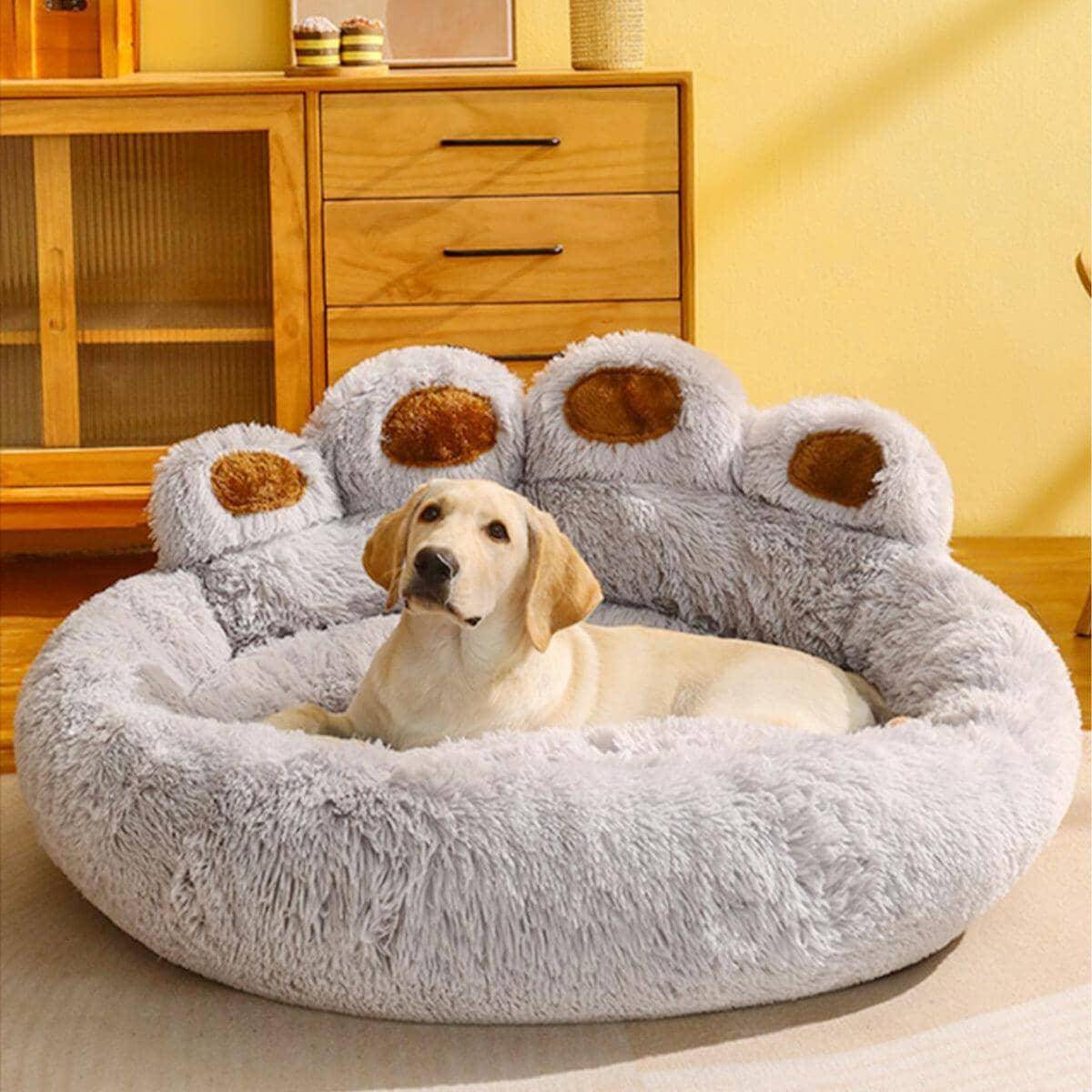 Fluffig & Gosig Hund- och Kattbädd – Trygg, Mjuk och Tvättbar - XL - 90x90x42cm / Silvergrå