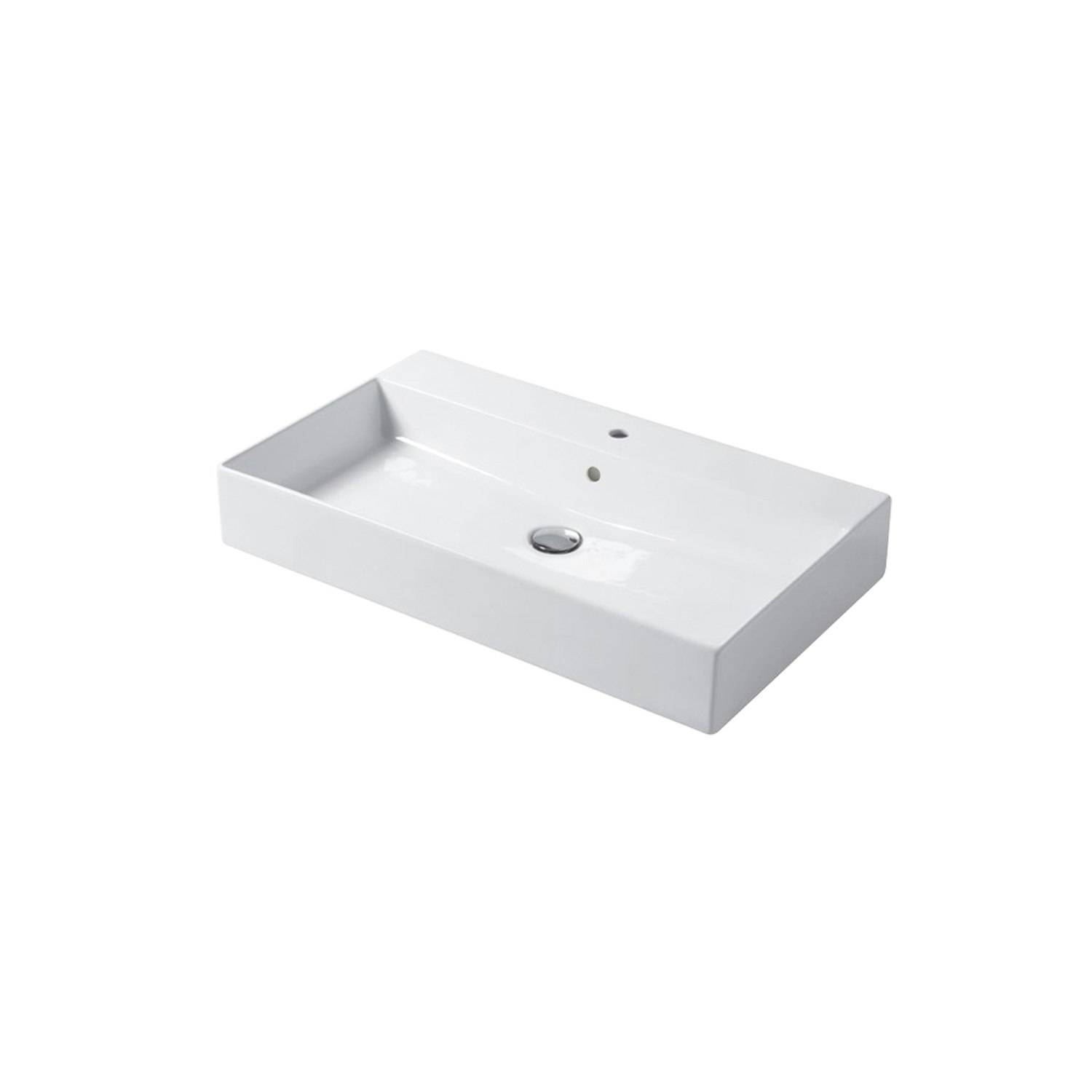 Enkelhandfat Miller Badrum Bloc Porslin Vit Bredd: 804 mm, Vit Matt