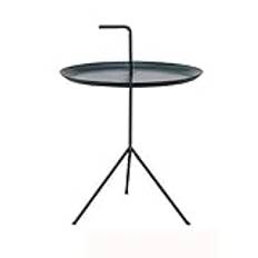 Fällbart sidobord i metall, soffbord små runda gavelbord, rostskyddande och vattentätt utomhus- eller inomhussnackbord, accent (färg: Argento) (3-pack)