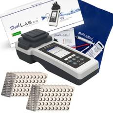 harren24 Poollab 2.0, Pool Tester pH und Chlor elektronisch inkl. 200 Pool Testtabletten Chlor und pH-Wert, Pool Wassertester, Pooltester Chlor und pH, Pool Zubehör, Poolzubehör (mit DPD1 + pH)