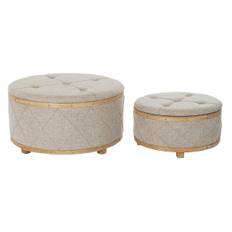 Fotpall Sittpall Koffert med sits Beige Trä Metall 30 x 40 cm 80 x 80 x 43 cm