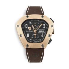 Automobili Lamborghini, Accessoarer, Herr, ONE Size, Läder, Svart läder automatisk kronograf klocka