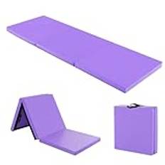 COSTWAY 180 x 60 x 5 cm mjuk golvmatta vikbar, gymnastikmatta, bärbar, yogamatta, vattenavvisande, gymnastikmatta, halkfri, fällmatta, fitnessmatta (lila)