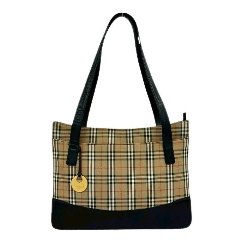 Burberry Vintage - Pre-owned Check Canvas Leather Tote Bag Vintage - Dam - ONE Size - Läder