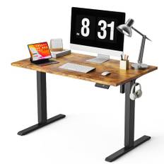WALKINGDESK Höjdjusterbart Skrivbord Bordsskiva i ett stycke, 100 x 60 cm Elektriskt Datorskrivbord, Höj- Och Sänkbart Ståbord med 4 Minnesinställningar för kontor och hem, Rustik Brun
