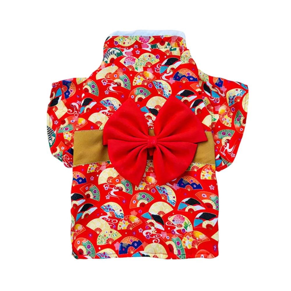 Japanese Bow Print Pet Kimono for Cats & Small Dogs - 6 / XL-advise 9-12kg / SPC (XL-advise 9-12kg)