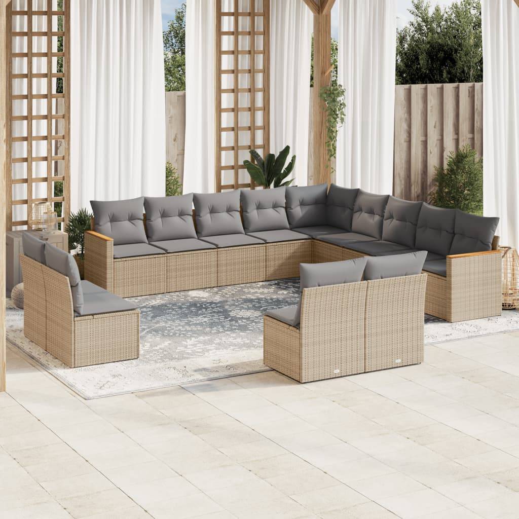 Sofasæt Til Haven 13 Dele Med Hynder Polyrattan - Blandet beige / Uden bord