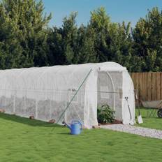 Växthus med stålram vit 28 m² 14x2x2 m