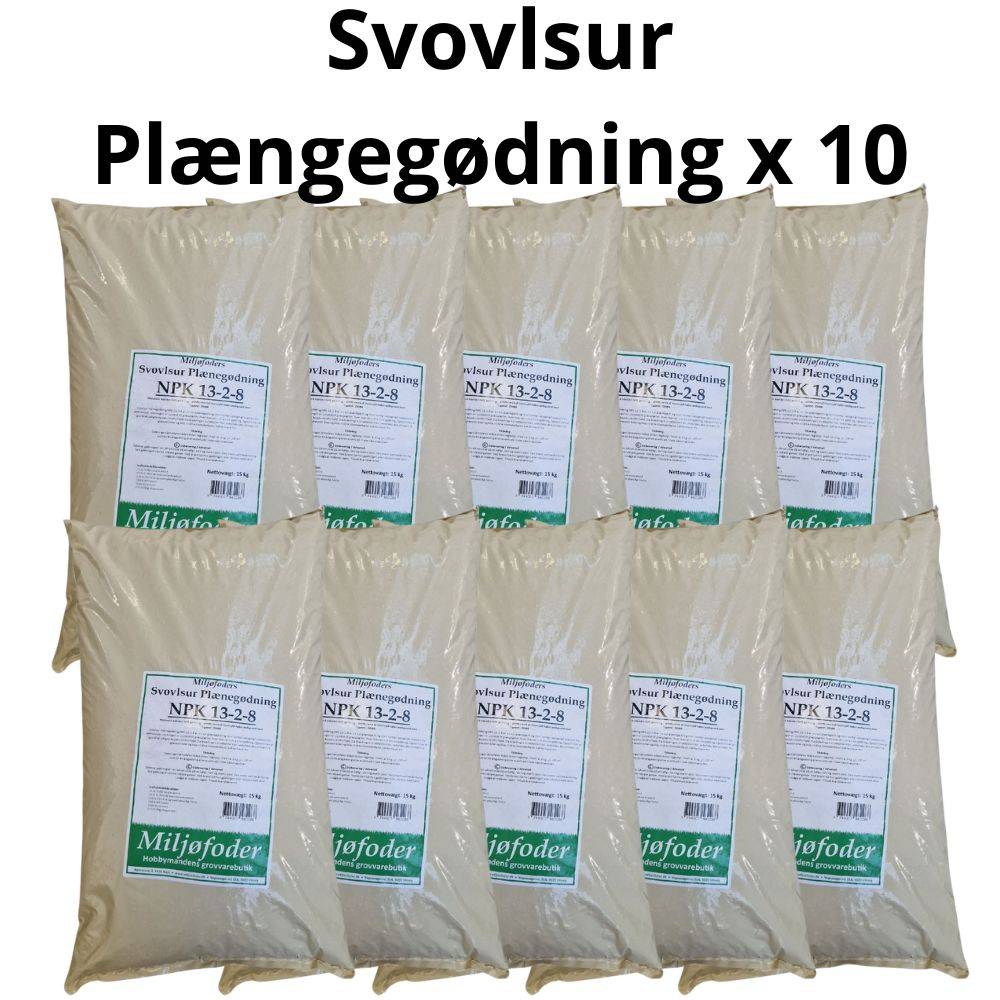 10 x 15 kg svovlsur plænegødning NPK 13-2-8.