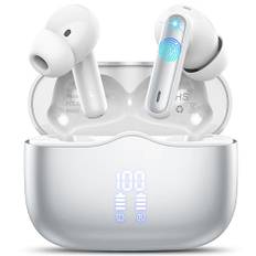 xinwld Bluetooth Kopfhörer, Kopfhörer Kabellos Bluetooth 5.3 In Ear Kopfhörer mit 4 ENC Noise Cancelling Mic, Kabellose Kopfhörer Tiefer Bass Wireless Earbuds 40Std, IP7 Wasserdicht Ohrhörer, Silber