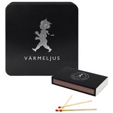 Solstickan Set Med Värmeljuslåda + Tändsticksask Svart - Ljus Plåt Svart - 231856 + 186048