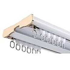 Dubbla gardinskenor för takmontering gardinskena 2 m 3,0 m aluminiumgardinspår tyst 3,5 m 4,40 m 6 m lyxig slitstark dubbel gardinskena delare för sovrum (grå 1,9 m)