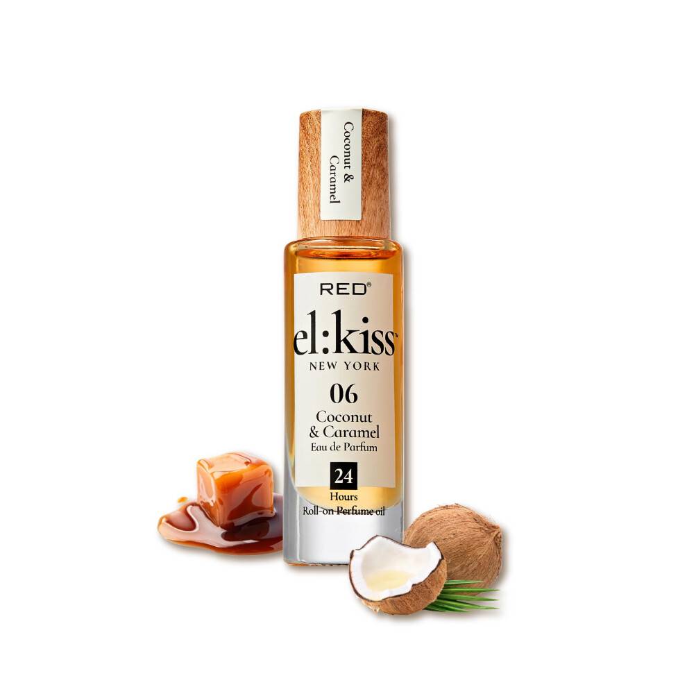 EL:KISS Roll On Parfume Kokos & Karamel Eau de Parfum 12mL (0,40 Fl Oz) Fugtgivende & Langtidsholdbar Alkoholfri & Mineraloliefri Infunderet med