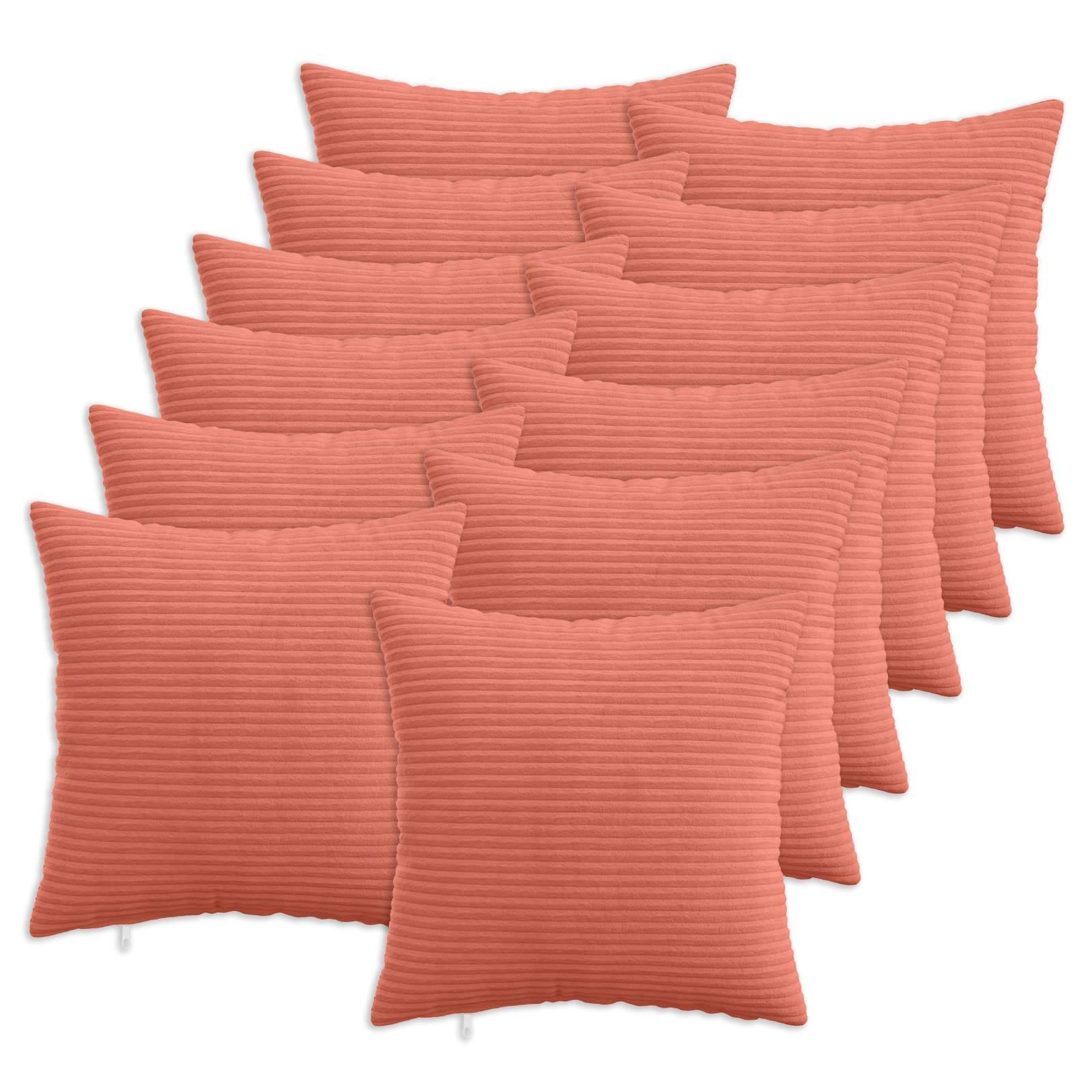 vidaXL Pudebetræk 12 pcs HEERLEN Rød orange 40 x 40 cm cordfløjl
