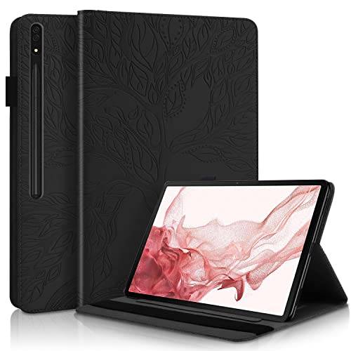 Succtopy Galaxy Tab S8+ 12,4 tum fodral 2022(SM-X800/SM-X806), S7+ / S7 FE surfplatta skyddsfodral Samsung Tab S8+ plånbok pennhållare surfplatta fodral för Samsung Galaxy Tab S8 Plus, svart