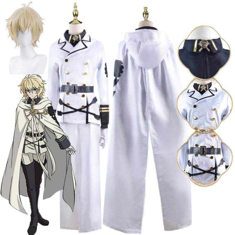 Anime Seraph of The End Mikaela Hyakuya Cosplay Halloween Carnival Uniform med Peruk kompletta kostymer cm