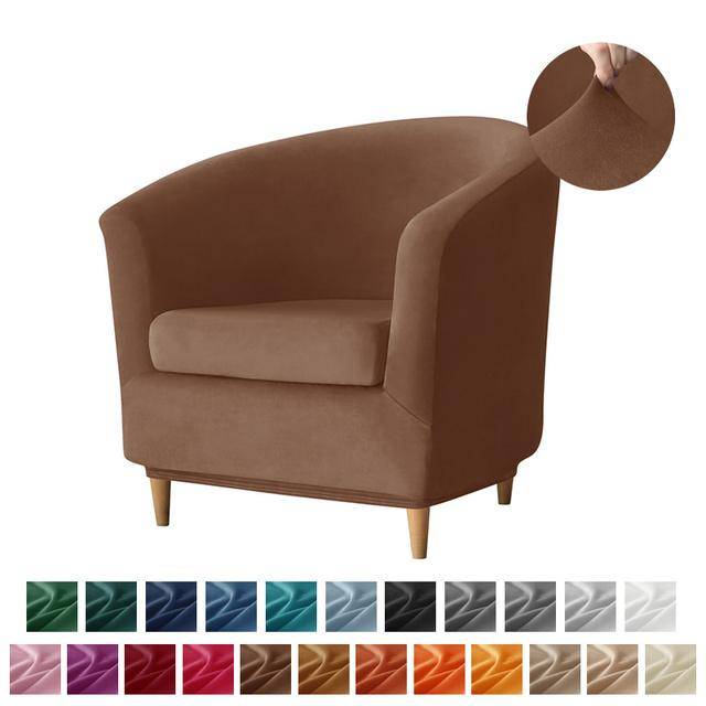 Split Velvet Club Badkar Fåtöljer Stolöverdrag Stretch Enfärgad soffa Slipcover Soffa Sofföverdrag för bardisk med sätesöverdrag röd