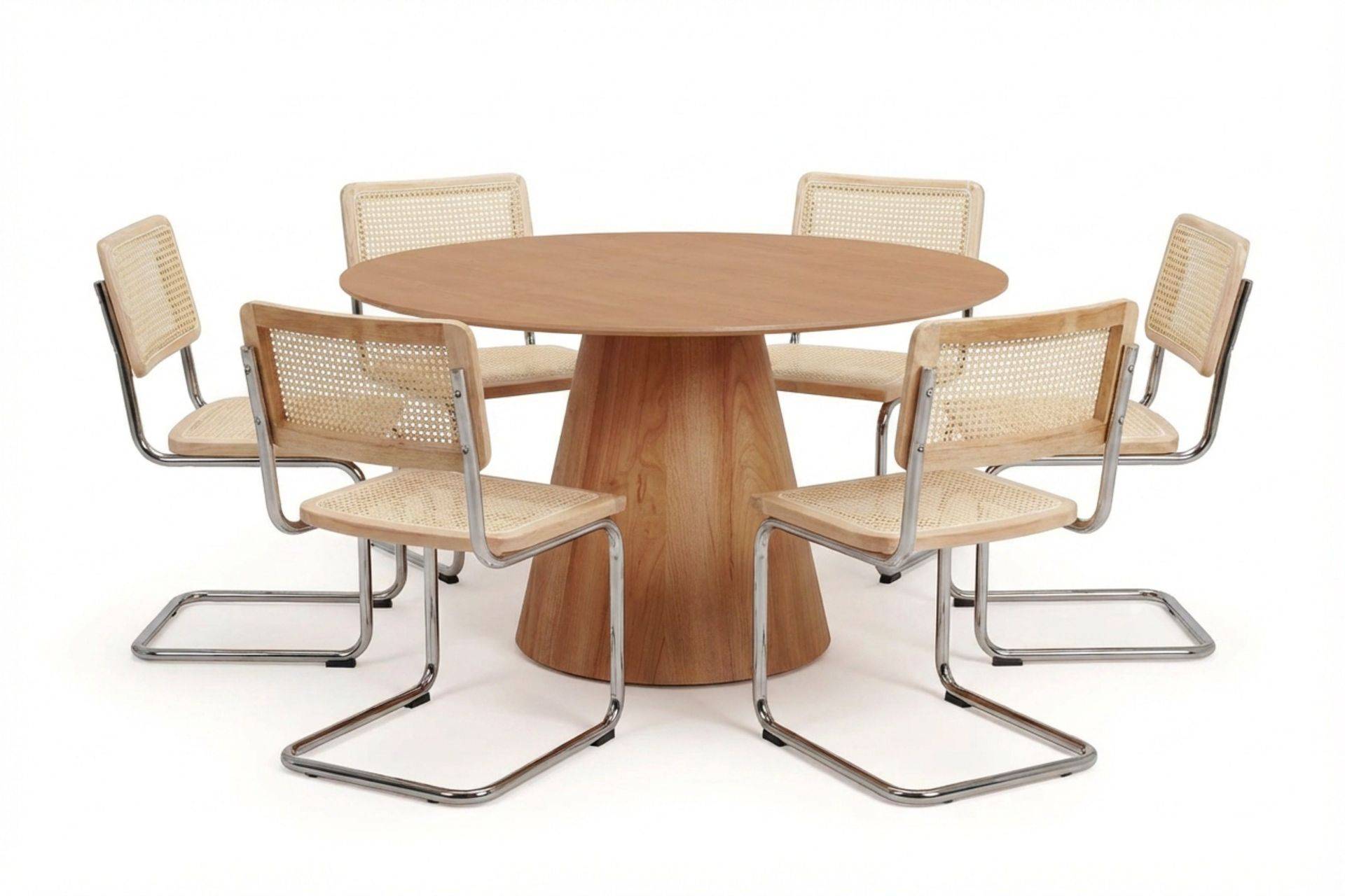 Siena Matgrupp runt 150 cm Ek med 6 Build Matstolar - Brun Bark