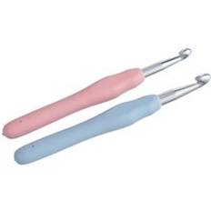 2 st / uppsättning virknålar i aluminium för nålsticka nålar ljus färg tpr handtag sytillbehör 7/8mm - Armégrön