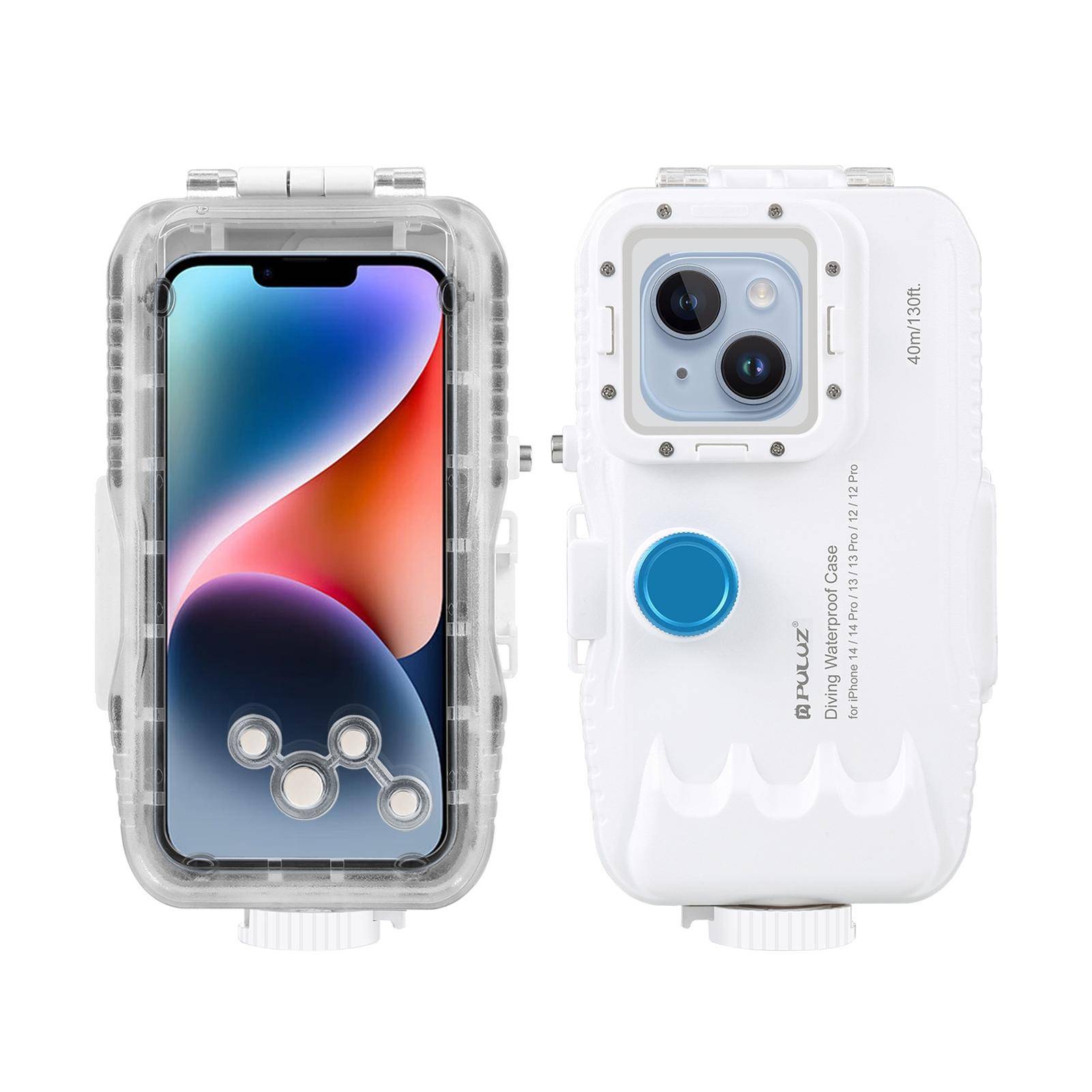 PULUZ 40M/131ft vattentätt telefonfodral Dykfodral Smartphone undervattenshus Skyddsfodral med röd filterhalsrem Rengöringsduk