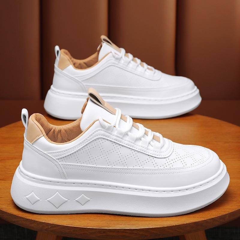 Lyxmärke Herr Mjuksula Board Shoes Utomhus Andningsbar Bekväm Platå Joggingsko Herr Tennis Sneakers Tenis Masculina cm vit