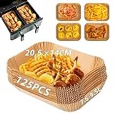 Airfryer Tillbehör Air Fryer Paper, Bakplåtspapper Airfryer Non-stick Vattentät och Oljesäker, Airfryer Papper Fyrkant, Tillbehör Airfryer Kompatibel med COSORI/Cecotec (20.5x14cm/125pcs)