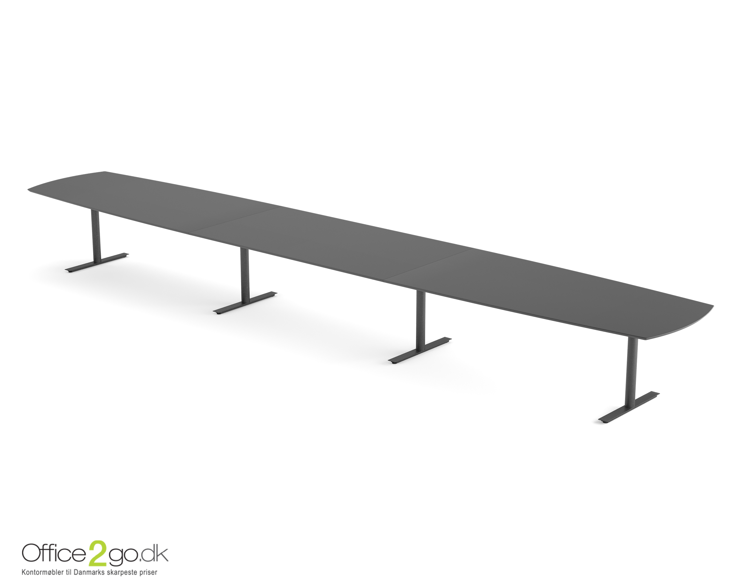 Inline mødebord (tøndeformet bordplade) - 640 cm - Sort