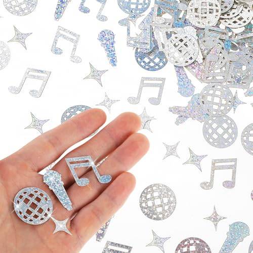 Disco-konfetti, 240 st discobollkonfetti, glitter discoboll festdekorationer, mini discobollkonfetti och musiknoter konfetti för 70-talet 80-talet hippie födelsedag musik fest bord dekor tillbehör