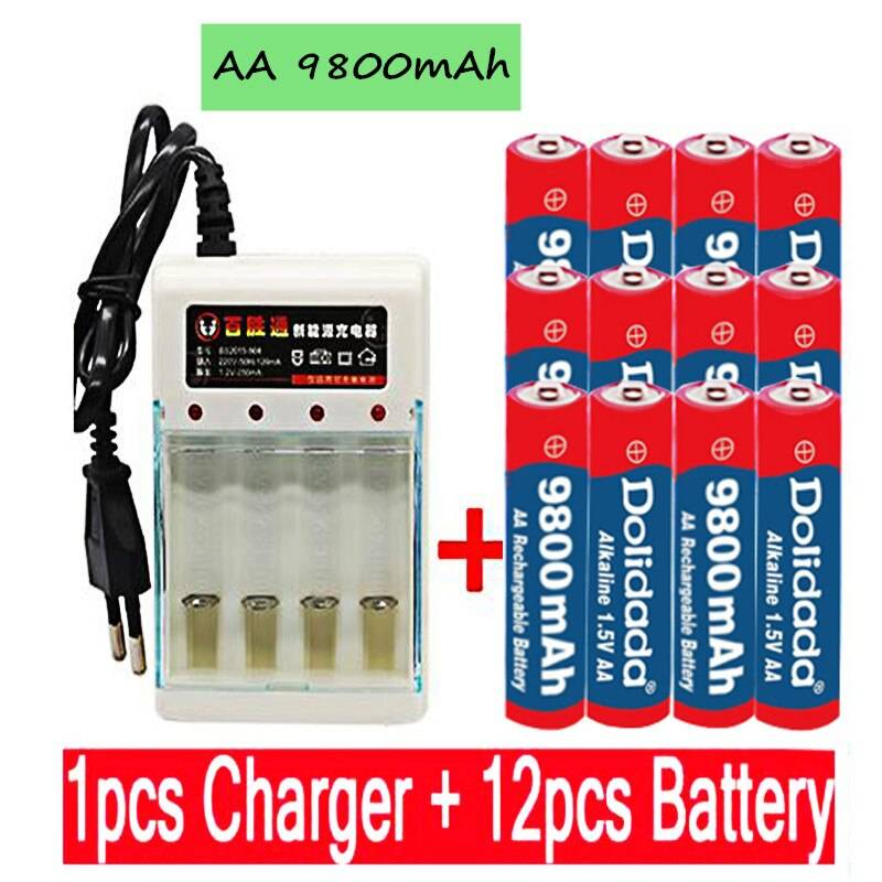 Dolidada tag 9800 mah uppladdningsbart batteri aa 1.5 v. uppladdningsbart alcalinas drummey +1 st 4-- cell batteriladdare