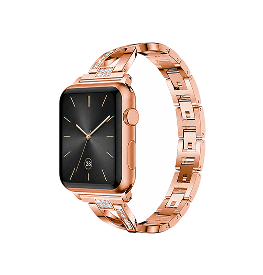 Apple Watch (38/40/SE/41/42mm) - Diamant Stål Dame Urrem - Roseguld