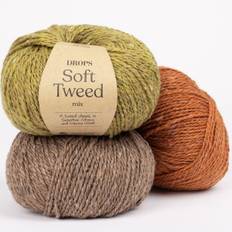 DROPS Soft Tweed 11 Aquamarine Indhold: 50% Uld, 25% Alpaca, 25% Viscose Garngruppe: B (20 - 22 masker) / 8 ply / DK Vægt/længde: 50 g = ca. 130 meter Anbefalede pinde: 4.00 mm Strikkefasthed: 10 x 10 cm = 21 m x 28 p Håndvask, max 30°C / Tørres fladt / Kan filtes.