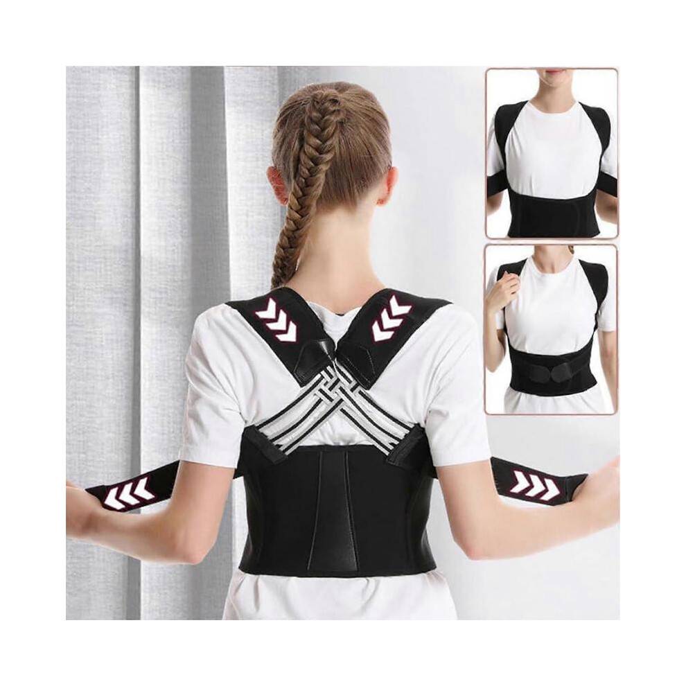 (S) Posture Correction Back Brace, Shoulder Straightener Posture Corrector Adjustable for Women Men Scoliosis Hunchback Spine Corrector