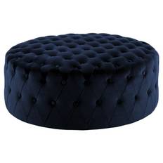 Charlietown marineblå velour puf Ø100