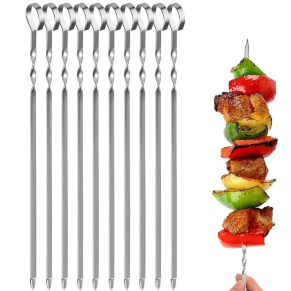 Grillmesterens valg, fødevaregodkendte kebabspyd i rustfrit stål, perfekte til dit næste grilleventyr, premium flade stålspyd