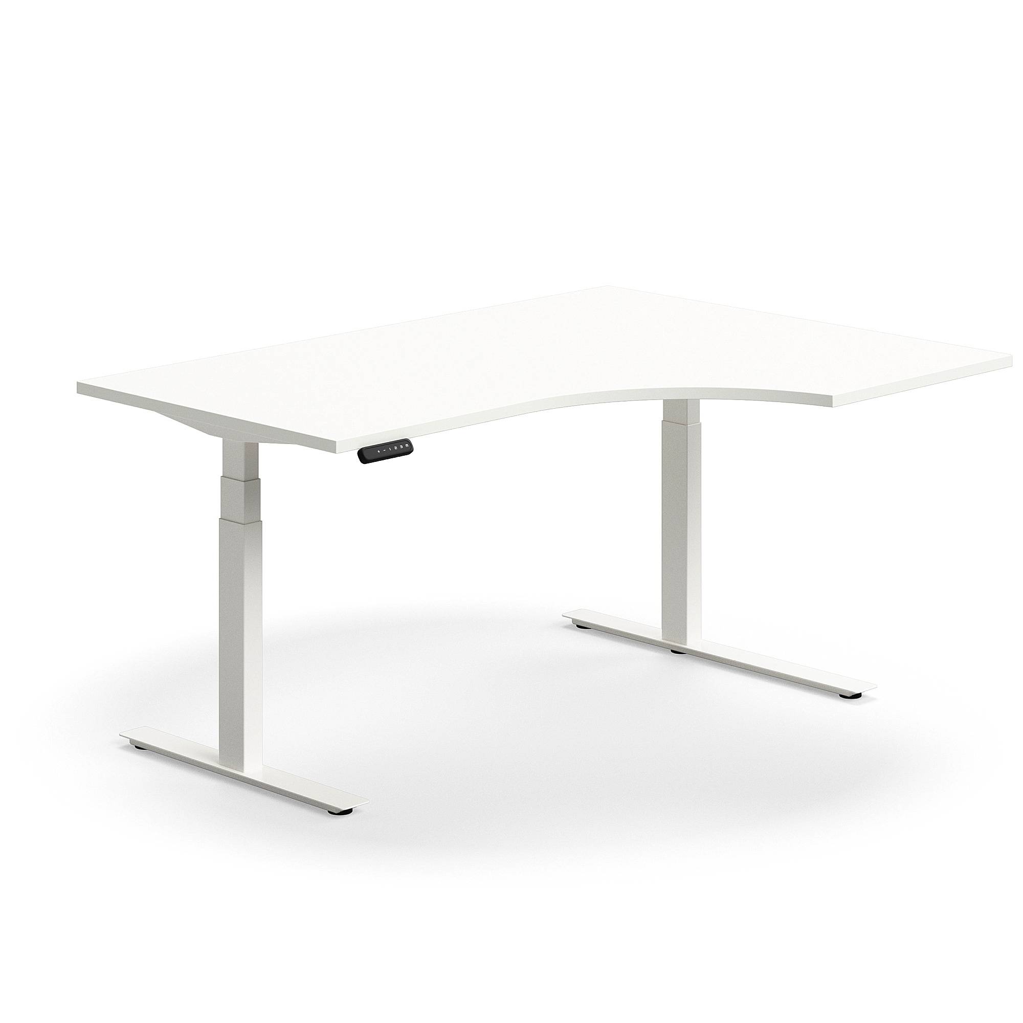 Hörnskrivbord QBUS, höj- och sänkbart, 1600x1200 mm, vit