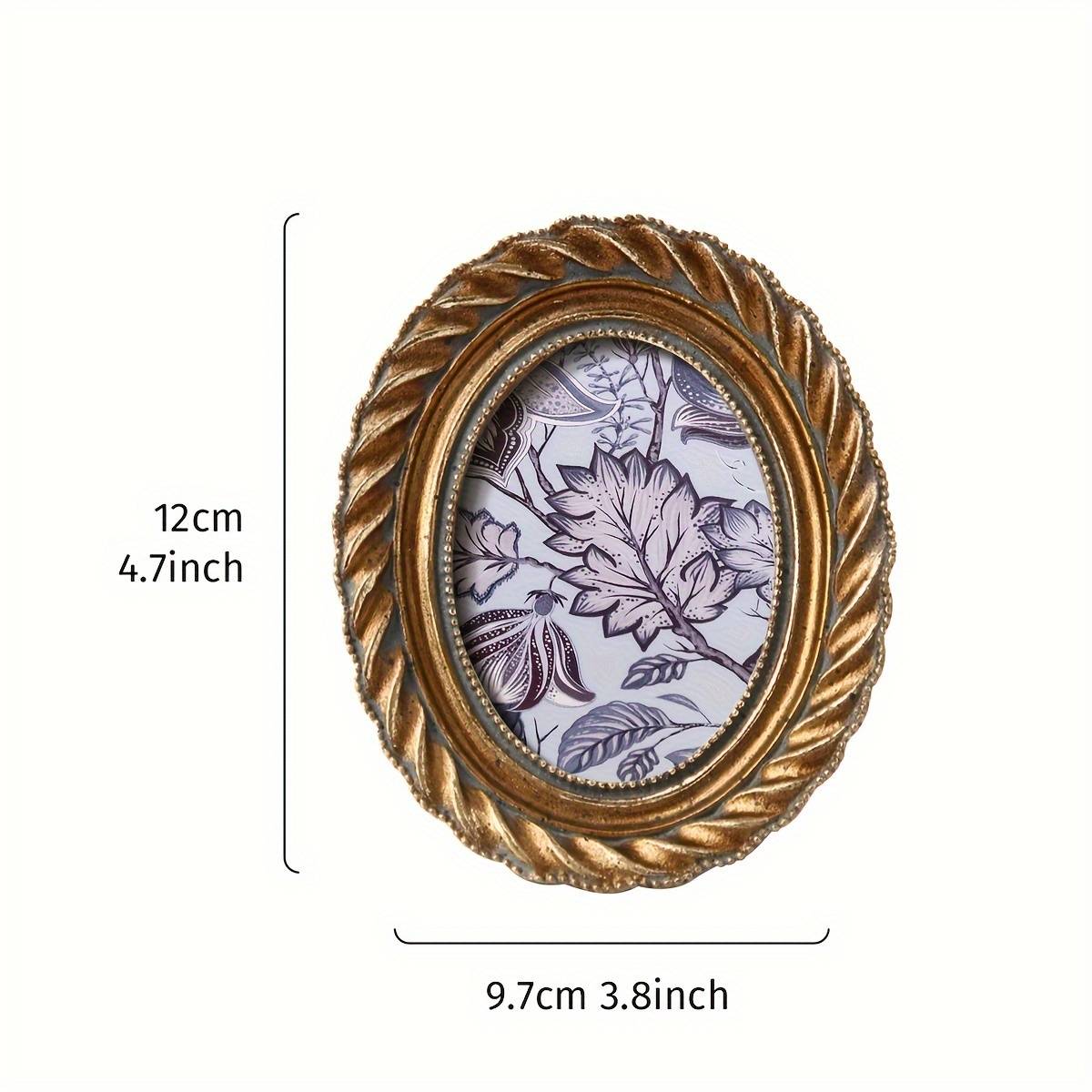 Vintage-inspired Golden Oval Photo Frame With Lace Detail, Versatile Horizontal Or Vertical Display, Includes Random Insert Paper - Home Decor